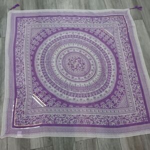 CHARMING CHARLIE  FLORAL AZTEC PRINT FASHION SCARF 42"×42" W TASSELS